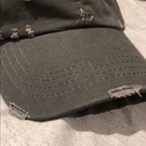 Grey Ripped Baseball Hat - Picture 2 of 3